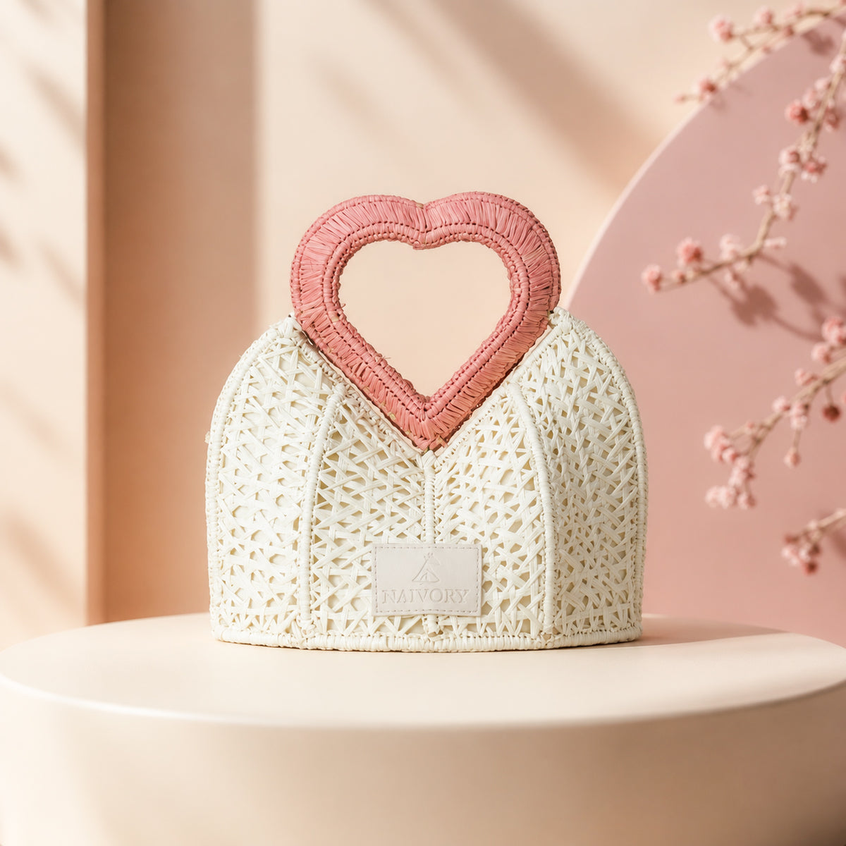 The Zambezi Heart-Shaped Raffia Bag