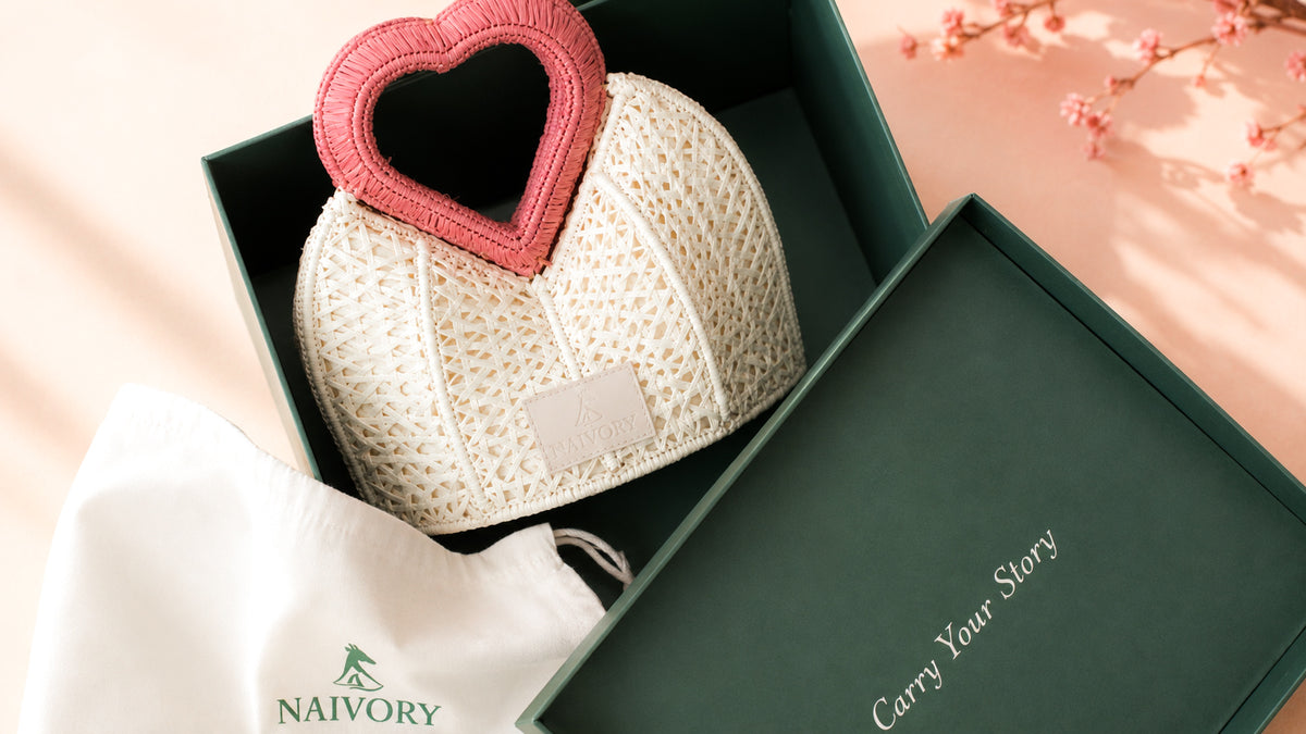 The Zambezi Heart-Shaped Raffia Bag